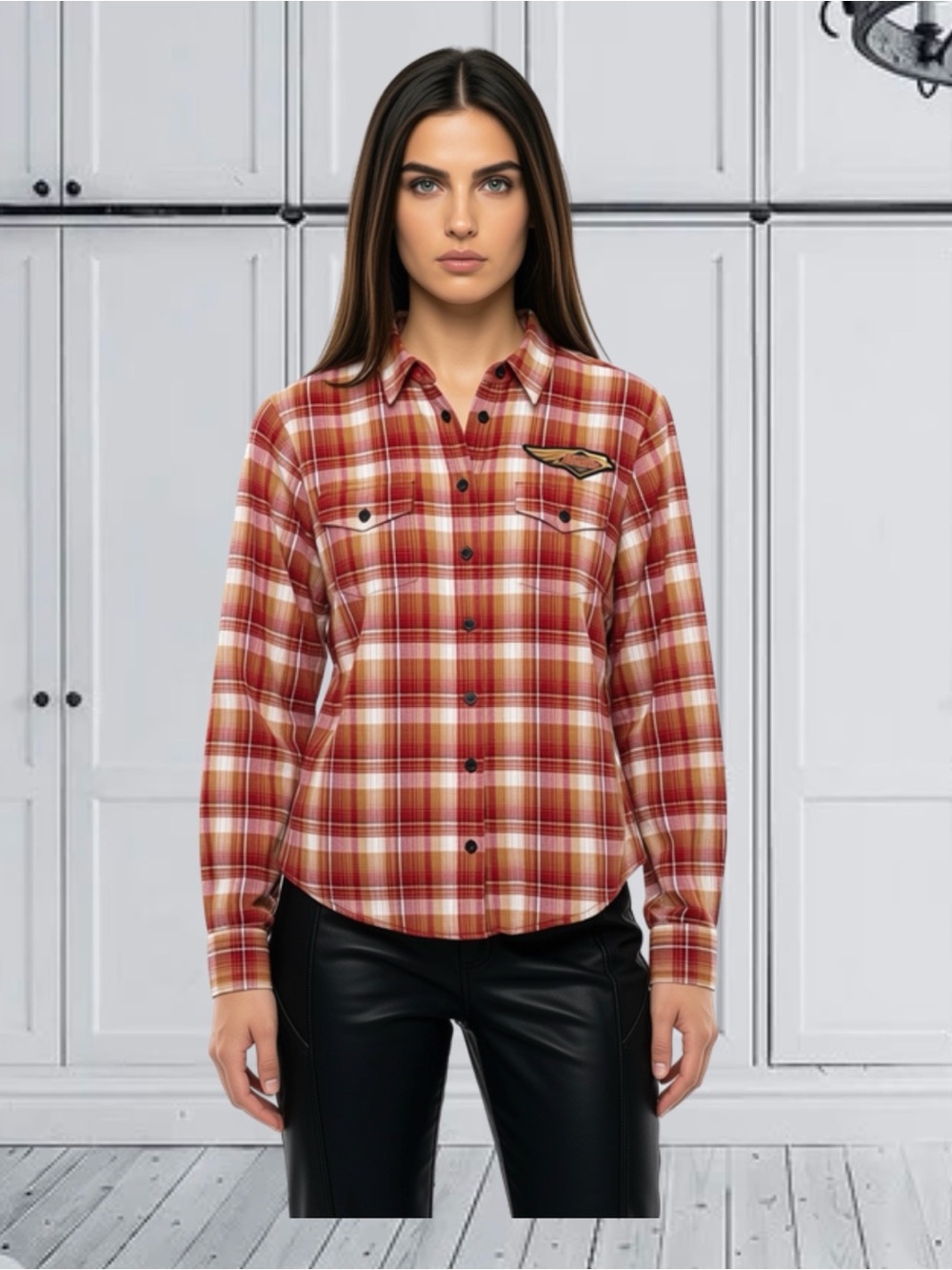 Harley-Davidson 120th Anniversary Retro Merlot Plaid Flannel Shirt Sz Small